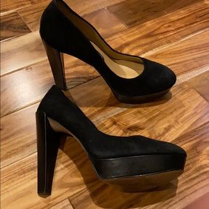 French Connection black suede heels sz 37.5